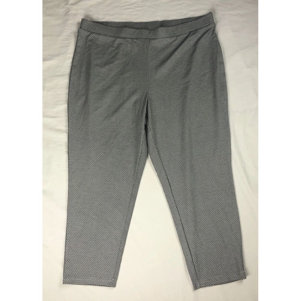 Tahari Pants Women's Size Plus 2X Skinny Leg Black Ivory‎ Stretch Career Dress